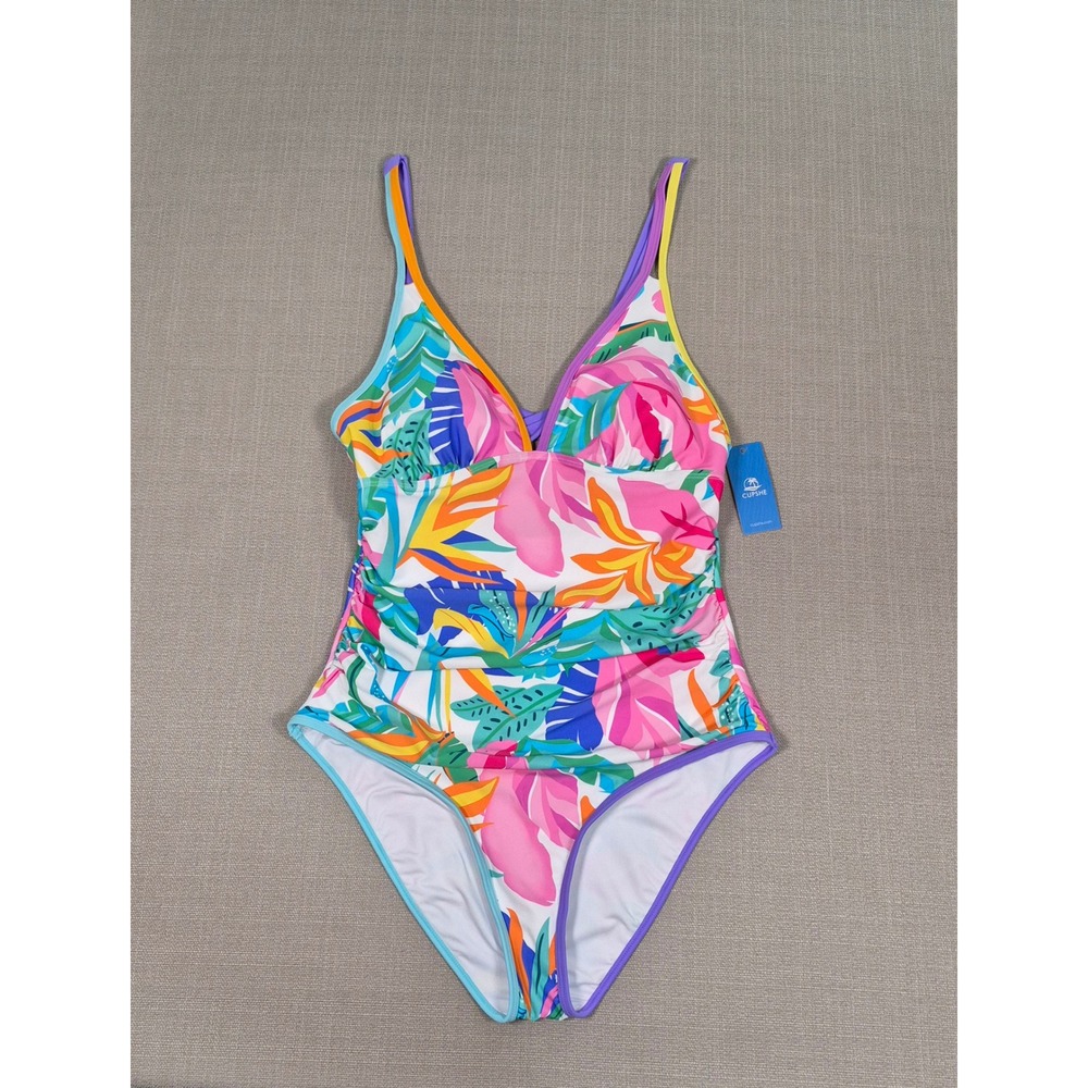 Cupshe Womens Tropical Floral One Piece Swimsuit Multicolor Size‎ L